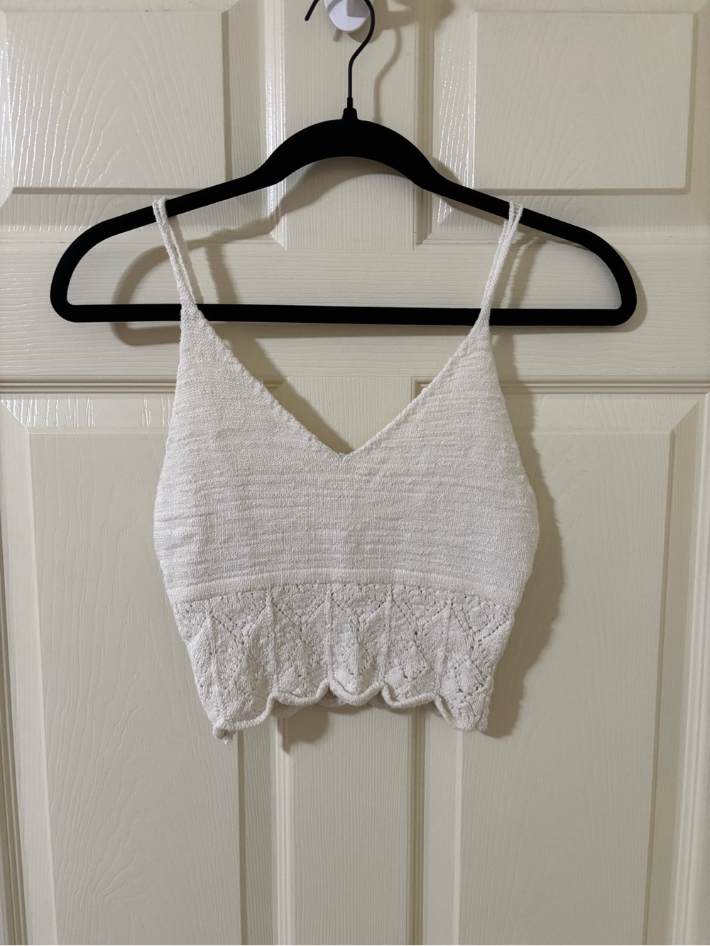 debut white knit cropped cami